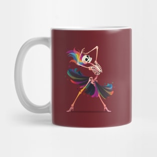 Dancing Skeleton Rainbow Ballerina Mug